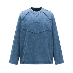 Camiseta de Manga Larga para Hombre, Cuello Redondo, Color Sólido, Transpirable, Informal, con Logotipo Frontal, Tejido de Algodón de Alta Calidad - Product Image 6