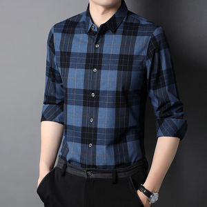 Chemise décontractée à manches longues pour homme, à carreaux, col rabattu, 100 % coton popeline, infroissable, pour l'automne - Product Image 6
