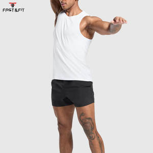 Débardeur de sport en coton pour homme, personnalisable avec logo, couleur unie, sans manches, respirant, séchage rapide, tissu gaufré, idéal pour la musculation et le fitness - Product Image 5