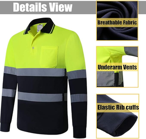 Uniforme de Seguridad de Alta Visibilidad, Camisetas Polo Reflectantes Amarillas y Azul Marino, Camisa de Trabajo de Seguridad de Alta Calidad para Construcción, Hombres y Mujeres - Product Image 3