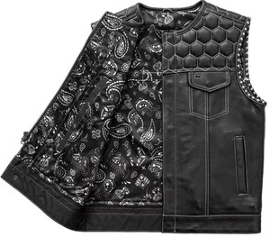 Nouveau design, logo personnalisé, anti-UV, gilet en cuir pour club moto homme, confortable, anti-boulochage, meilleur gilet en cuir pour moto homme - Product Image 4