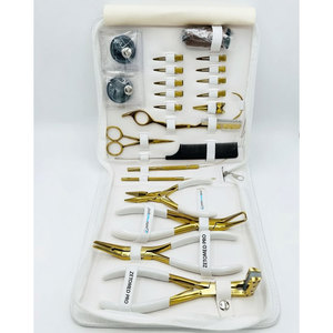 Custom Brand Name Leather Kit with Stainless Steel Hair <b>Extension</b> Tools Waterproof Tape in Plier <b>Micro</b> Beads Opener Link Pliers - Product Image 1