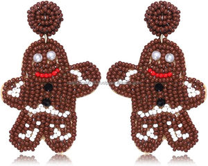 Boucles d'oreilles pendantes classiques en perles de rocaille brodées avec design à crochet pour anniversaire - Style orthodoxe - Product Image 1