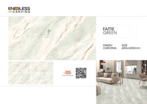 Carreaux de céramique en porcelaine émaillée aspect luxe 2x4 pieds, motif vert Fame, sculpture sans fin, 600x1200mm, pour un aspect de veines sculptées sans joint - Product Image 2