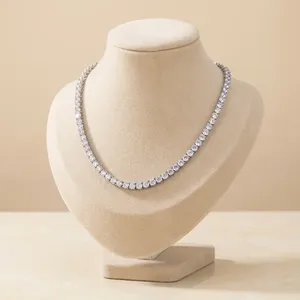 Chaîne tennis en diamant rond de 4 mm, multicolore, collier en or unisexe, chaîne tennis en diamant cultivé en laboratoire, collier en or de 16 à 26 pouces - Product Image 1