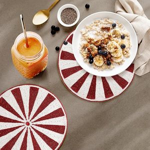 Juego de 2 manteles individuales de cristal con cuentas circulares de alta calidad, hechos a mano, para decoración de comedor, Acción de Gracias y festividades. - Product Image 6