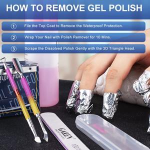 Ensemble de 2 outils en acier inoxydable rose-jaune dégradé, double extrémité, double usage, pousse-cuticules et grattoir, pour le retrait du vernis gel et des ongles - Product Image 6