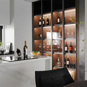 Perfil de aluminio Tien Dat para puerta de armario con panel de vidrio y tirador curvo, servicios OEM/ODM - Product Image 2