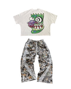 <b>Men</b>’s Oversized Graphic T Shirt and Wide Leg Sweatpants Set Streetwear Casual 2 Piece Outfit Vintage Printed Clothing - Product Image 6
