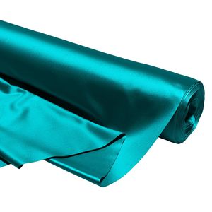 Tissu satiné bleu sarcelle tissé respirant de qualité supérieure, textile brillant de luxe pour vêtements de filles et décoration intérieure, fournisseur en gros Inde - Product Image 1