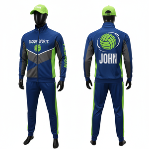 Ensemble de survêtement de netball pour hommes, bleu ciel et vert avec empiècements contrastants, ensemble d'entraînement athlétique, logo personnalisé par transfert thermique, survêtement pour hommes - Product Image 6