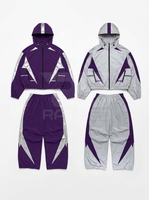 Ensemble de survêtement coupe-vent personnalisé OEM pour homme – Veste coupe-vent et pantalon de jogging en nylon à capuche zippé