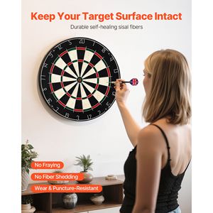 Self Healing Sisal Fibers Dartboard with 6 Darts Scoring Kit <b>Staple</b> Free Bullseye Rotating Number Ring - Product Image 2