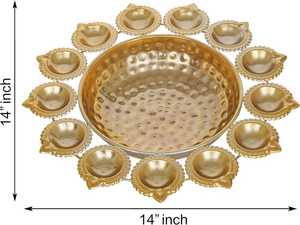 Juego de diyas de latón con centro de pétalos de flores, lámpara de aceite hecha a mano para actividades religiosas, decorativa - Product Image 5