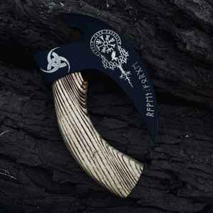 Cuchillo para Pizza Vikingo Personalizado de Primera Calidad, Forjado a Mano, con Mango de Madera de Grado Industrial, Estilo Hacha - Product Image 1