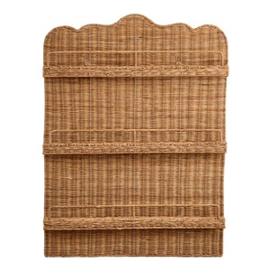 Étagère murale en rotin tressé artisanal, tendance du moment, avec bord festonné, pour rangement suspendu, étagère pour enfants, présentoir de magazines pour chambre d'enfant - Product Image 1
