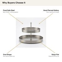 Support de buffet rond moderne en acier satiné SS304 de 40 cm, fait main, avec motifs perforés, pour décoration alimentaire et vaisselle de fête