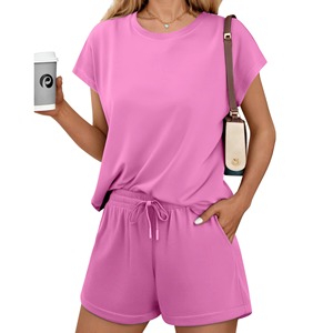 Custom Printed Women Formal Stand Collar 2pc Shorts <b>Set</b> 100% Cotton Eco-Friendly Breathable Wholesale - Product Image 3