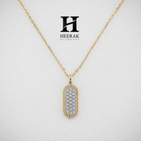 Colgante Ovalado de Lujo en Oro de 14K con Diamantes Pavé, Diamante Cultivado en Laboratorio Certificado por IGI, Colgante en Forma de Pastilla con Micro Pavé, Amuleto Personalizado