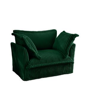 Comoda Poltrona Singola con 1 Grande Cuscino Schienale e 2 Grandi Cuscini Decorativi, Rivestita in Tessuto, per Soggiorno, Varie Misure Grandi - Product Image 6