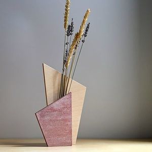 Vase en bois design contemporain pour la décoration intérieure, pièce d'art artisanale en bambou et en bois - Product Image 6