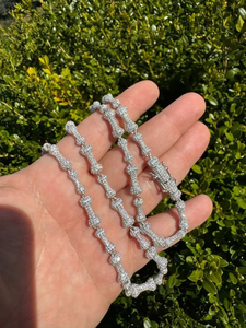 925 Sterling <b>Silver</b> Men's <b>Silver</b> Plated Skeleton Popcorn Chain Necklace Hiphop Style Zinc Alloy Daily Wear Jewelry - Product Image 4