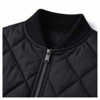 Blouson bomber matelassé noir à motif Argyle pour femme, veste courte légère d'hiver, manteau rembourré
