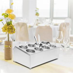 Organizador de Utensilios de Acero Plateado de Alta Resistencia con 8 Secciones, Ideal para Cafeterías, Cantinas y Hostales - Product Image 1