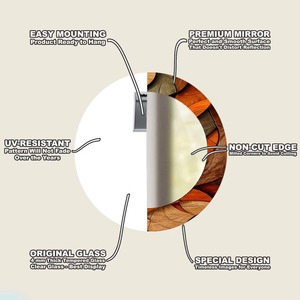 REHMAN CRAFT Twisted Wood Grain <b>Round</b> <b>Wall</b> <b>Mirror</b> with Glass & Metal Frame Handmade 2.5cm Thick - Product Image 6
