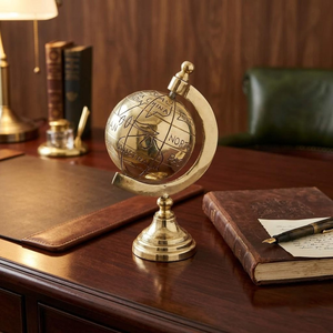 Globe Terrestre Vintage Fait Main en Laiton 11cm – Mini Carte du Monde, Ornement de Table, Décoration de Bureau, Accent pour Salle d'Étude, Inspiré des Voyages - Product Image 1