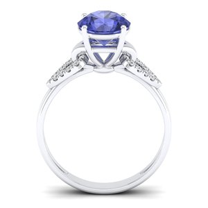 REYES Top Quality 14K Solid Gold IGI Certified Diamond <b>Statement</b> <b>Ring</b> For Women Round Cut 2 Carat Tanzanite Gemstone <b>Rings</b> - Product Image 4
