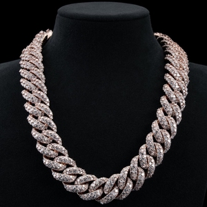 Custom Clasp Cross Cuban Link Statement Necklace 925 Sterling Silver Rose Gold Plated Iced VVS Moissanite Luxury IGI Certified - Product Image 1