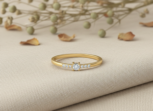 HandMade Custom Design 10k Gold Minimalist <b>Ring</b> Manufacturer Lab Grown VVS1 Diamond <b>Stacking</b> Promise <b>Ring</b> for Women gift for her - Product Image 5