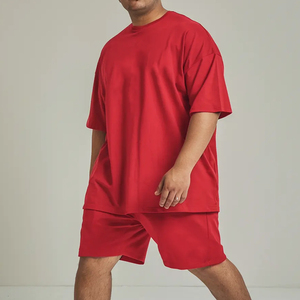 Custom Casual Workout Two-Piece T-Shirt and Shorts Set for Men Summer 100% Cotton Quick Dry Street Style 280g - Product Image 1