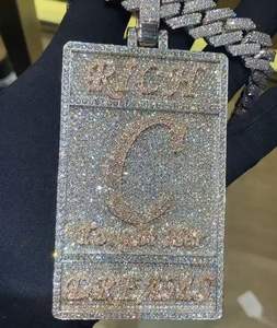 Collar de Moissanita Personalizado con Colgante Iced Out en Plata 925 con Acabado en Oro de 14k, Collar de Plata para Mujer, Pasa el Test de Autenticidad, Regalos para Él - Product Image 4