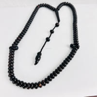 Tasbih de prière personnalisé en bois d'ébène noir indien poli, 100 perles, artisanat religieux catholique chrétien SAMGLOBALEXPORT
