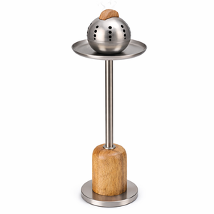 Luxury metal incense burner stand with tray modern aroma diffuser holder wooden base home decor <b>gift</b> elegant design premium sets - Product Image 5