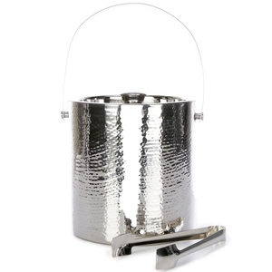 Seau à glace en acier inoxydable martelé de qualité supérieure avec couvercle et pince, refroidisseur à vin en métal à double paroi anti-condensation pour bar à domicile - Product Image 1