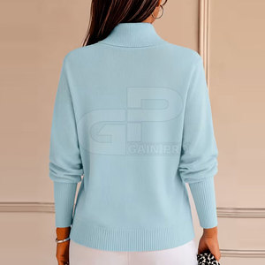 Sudadera de cuello alto para mujer, de algodón suave, manga larga, informal, para gimnasio, entrenamiento, ropa deportiva, cálida y a la moda - Product Image 3