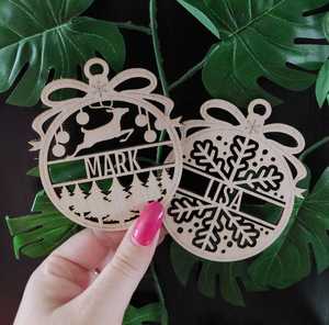 Adorno Navideño de Madera Circular Cortado con Láser, Decoración Personalizada con Nombre, Decoración Navideña para el Hogar - Product Image 2