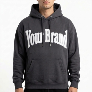 Custom Logo Embroidered Charcoal <b>Grey</b> <b>Fleece</b> Pullover Hoodie Oversized Streetwear Unisex Heavy Blend Color Blocking Casual Wear - Product Image 2