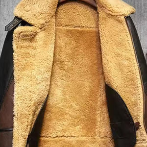 Chaqueta de aviador para hombre de cuero vacuno original, forrada con piel sintética, chaqueta bomber de invierno, ropa exterior de piloto vintage cálida. - Product Image 3