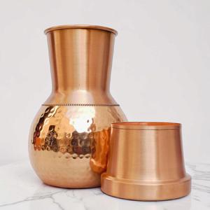 Recipiente de cobre hecho a mano para almacenamiento de alimentos con tapa, diseño tradicional chino, hermético, en forma de botella, para uso en la cocina - Product Image 1