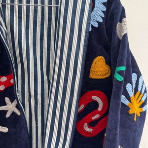 Veste en velours de coton respirant brodée à la main, col montant, manches longues, motif floral, pour l'hiver et l'automne, réversible, pour femme - Product Image 4