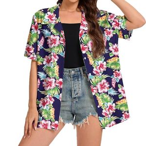 Camisa Hawaiana para Mujer, Estampado Floral Tropical, con Botones, para Vacaciones, Playa, Verano - Product Image 1