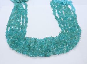 Cuentas de Apatita Natural Azul Cielo AAA sin Cortar, de 5 a 6 mm, Cuentas de Apatita Lisas, Hilo de 16 Pulgadas, Virutas de Piedras Preciosas Azul Cielo para Joyería - Product Image 2
