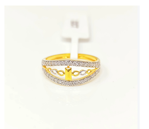 22K Solid Gold Classic Infinity Band <b>Ring</b> Women Natural Stone Wave Luxury <b>Indian</b> Wedding Bridal Fine Jewelry - Product Image 2