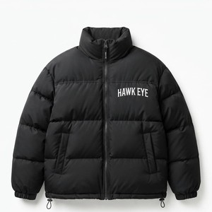 <b>Women's</b> <b>Black</b> Quilted Puffer Jacket Stand Collar Full Zip <b>Winter</b> Warm <b>Coat</b> Regular Fit Solid Color Custom Logo Front - Product Image 3