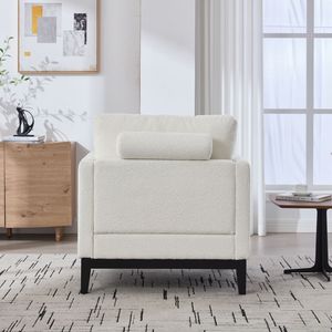Poltrona singola moderna in stile farmhouse da 35,4 pollici di larghezza, con gambe nere e base in legno, ideale per la lettura nel soggiorno - Product Image 5