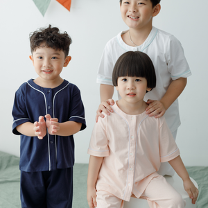 Vêtements de maison 100% coton garçons filles pyjamas 2 pièces ensemble famille ensemble OEM ODM manches courtes enfants blanc pantalons longs pyjama pyjama - Product Image 6